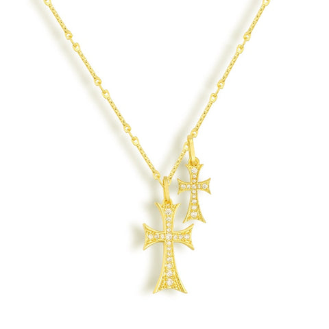 Double Cross Me Necklace - EVRYJEWELS