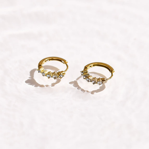 Crystal Row Huggie Hoop Earrings