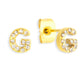 Crystal Initial Stud Earrings - EVRYJEWELS
