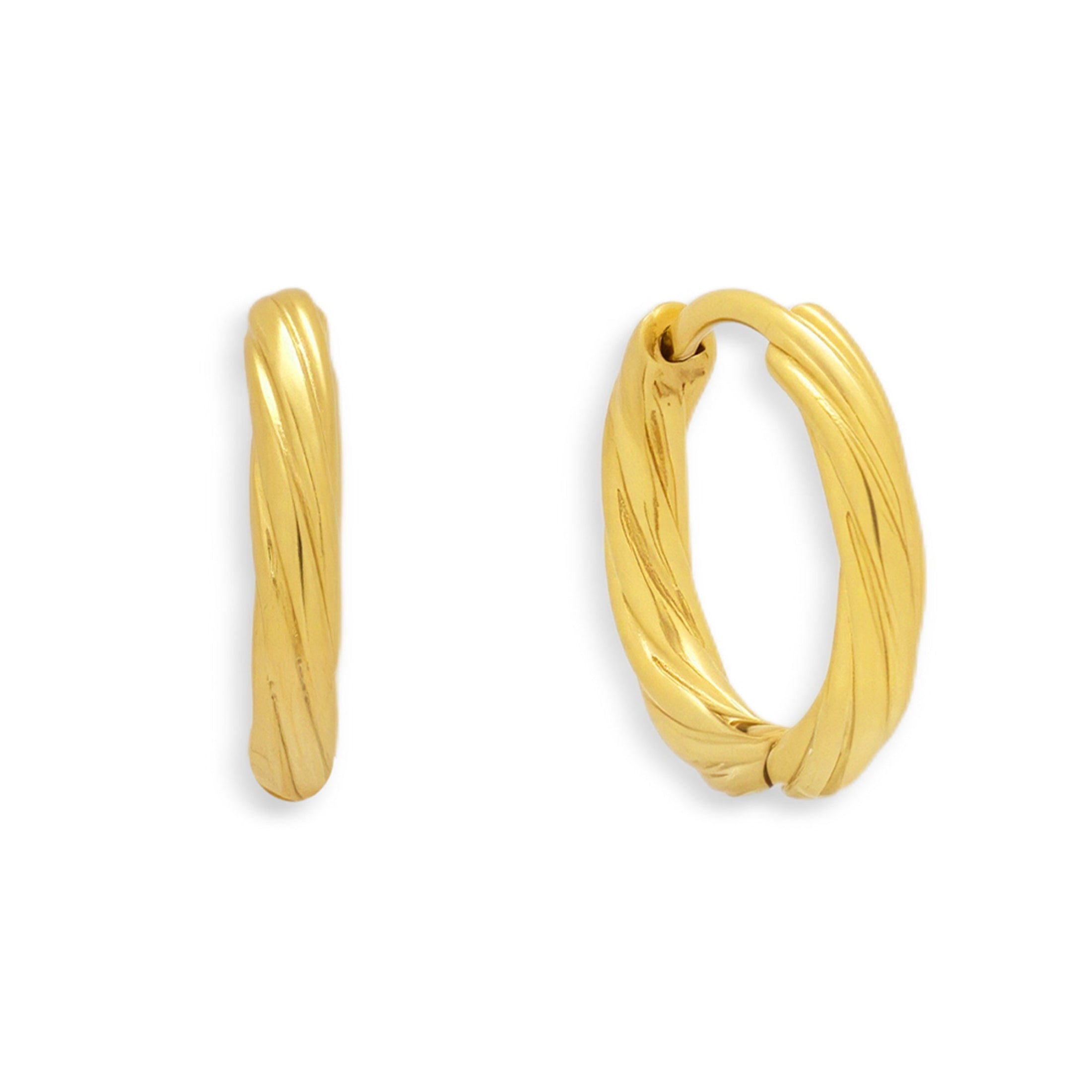 Twist Texture Huggie Hoop Earrings - EVRYJEWELS