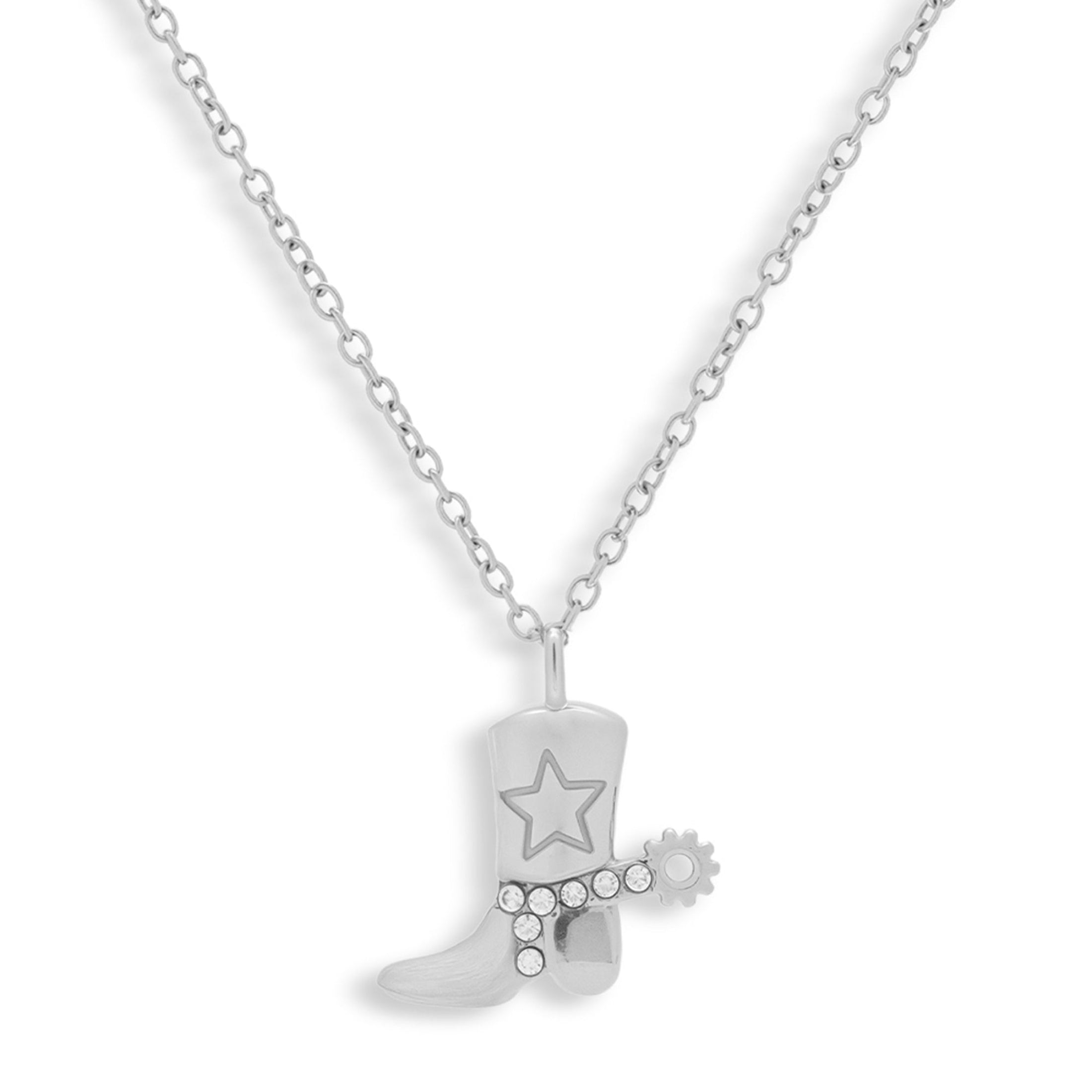 Cowboy Boot Crystal Charm Necklace - EVRYJEWELS