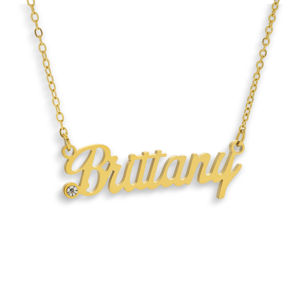 Custom/Personalized Nameplate with Gemstone Necklace - EVRYJEWELS