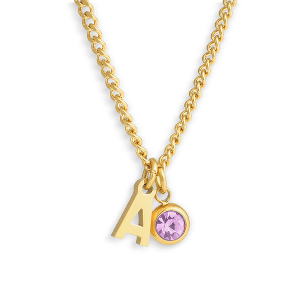 Custom/Personalized Initial Pendant Necklace w/ Birthstone - EVRYJEWELS