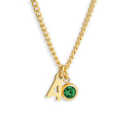 Custom/Personalized Initial Pendant Necklace w/ Birthstone - EVRYJEWELS