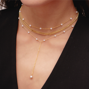 Sweet Pearl Lariat Necklace