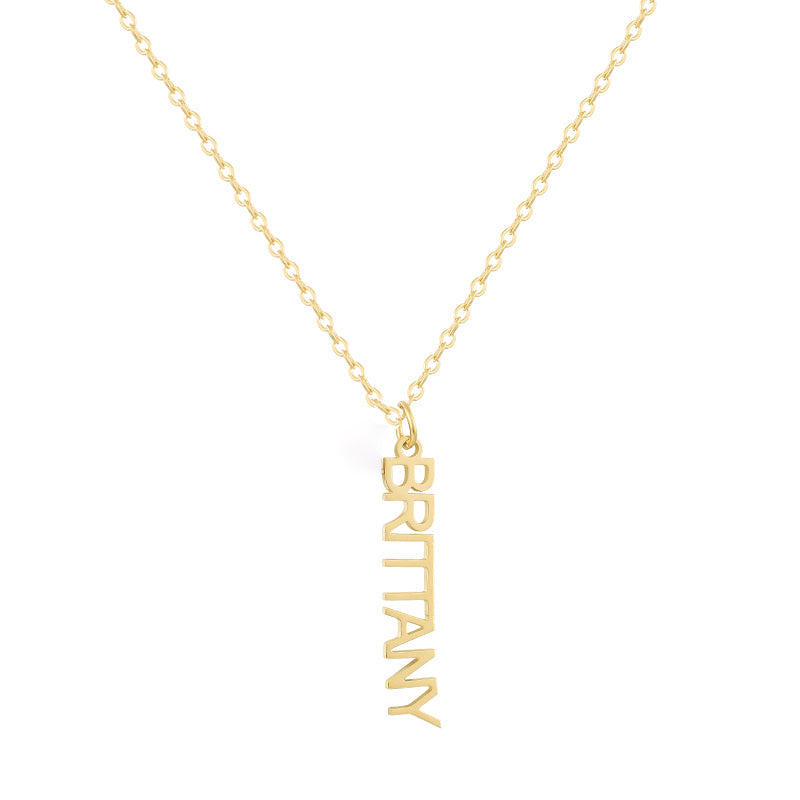 Custom/Personalized Mini Vertical Charm Nameplate Necklace - EVRYJEWELS