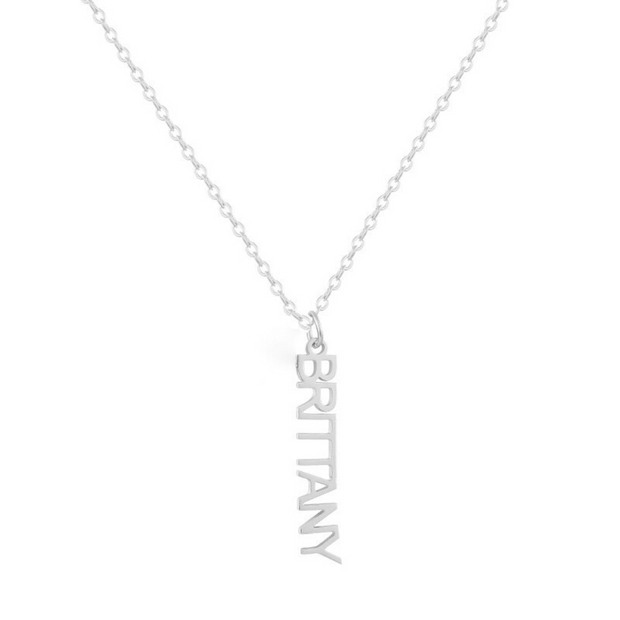 Custom/Personalized Mini Vertical Charm Nameplate Necklace - EVRYJEWELS