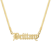 Custom/Personalized Herringbone Nameplate Necklace - EVRYJEWELS