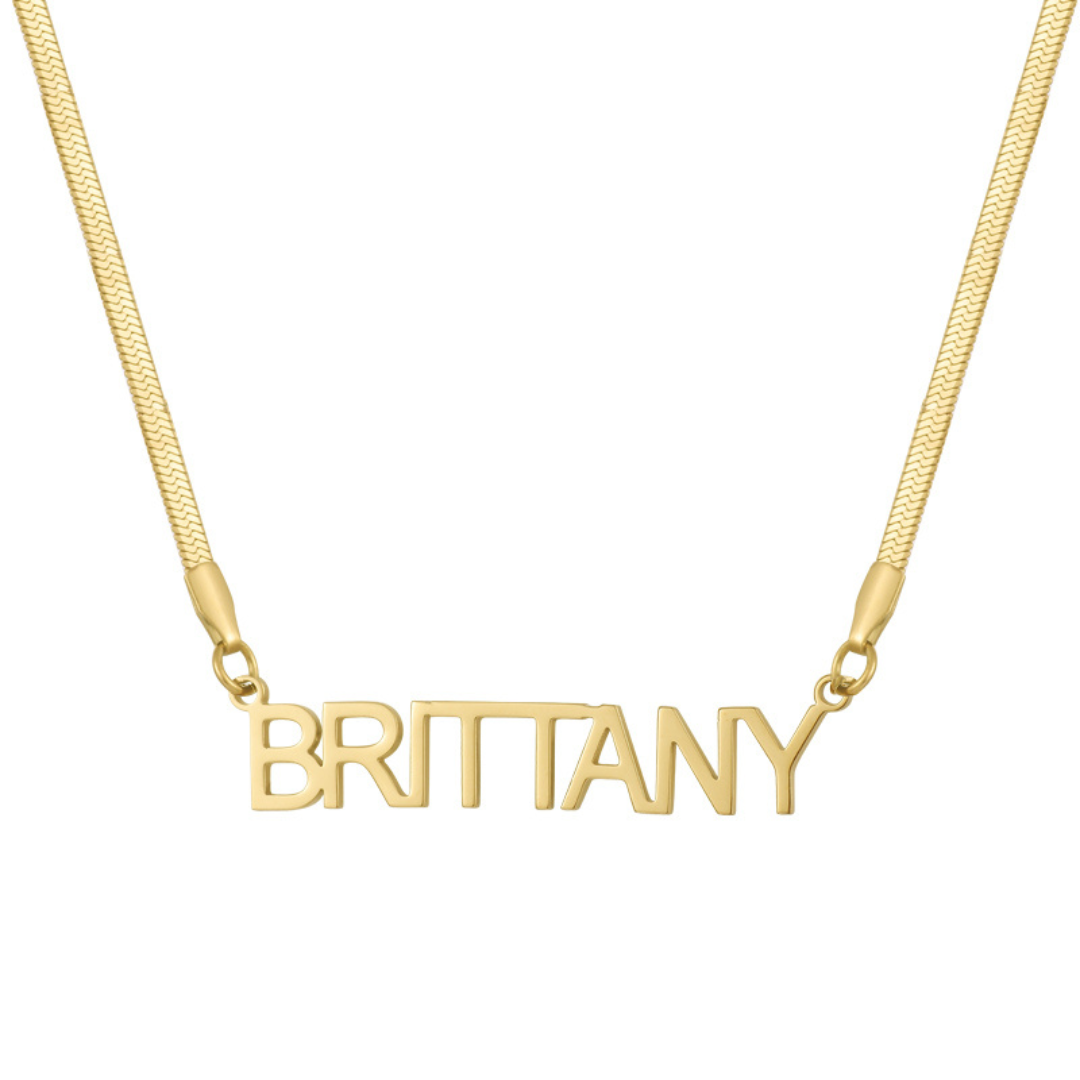 Custom/Personalized Herringbone Nameplate Necklace - EVRYJEWELS